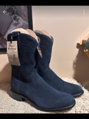 Ariat Navy Suede Cowboy Boots for Men